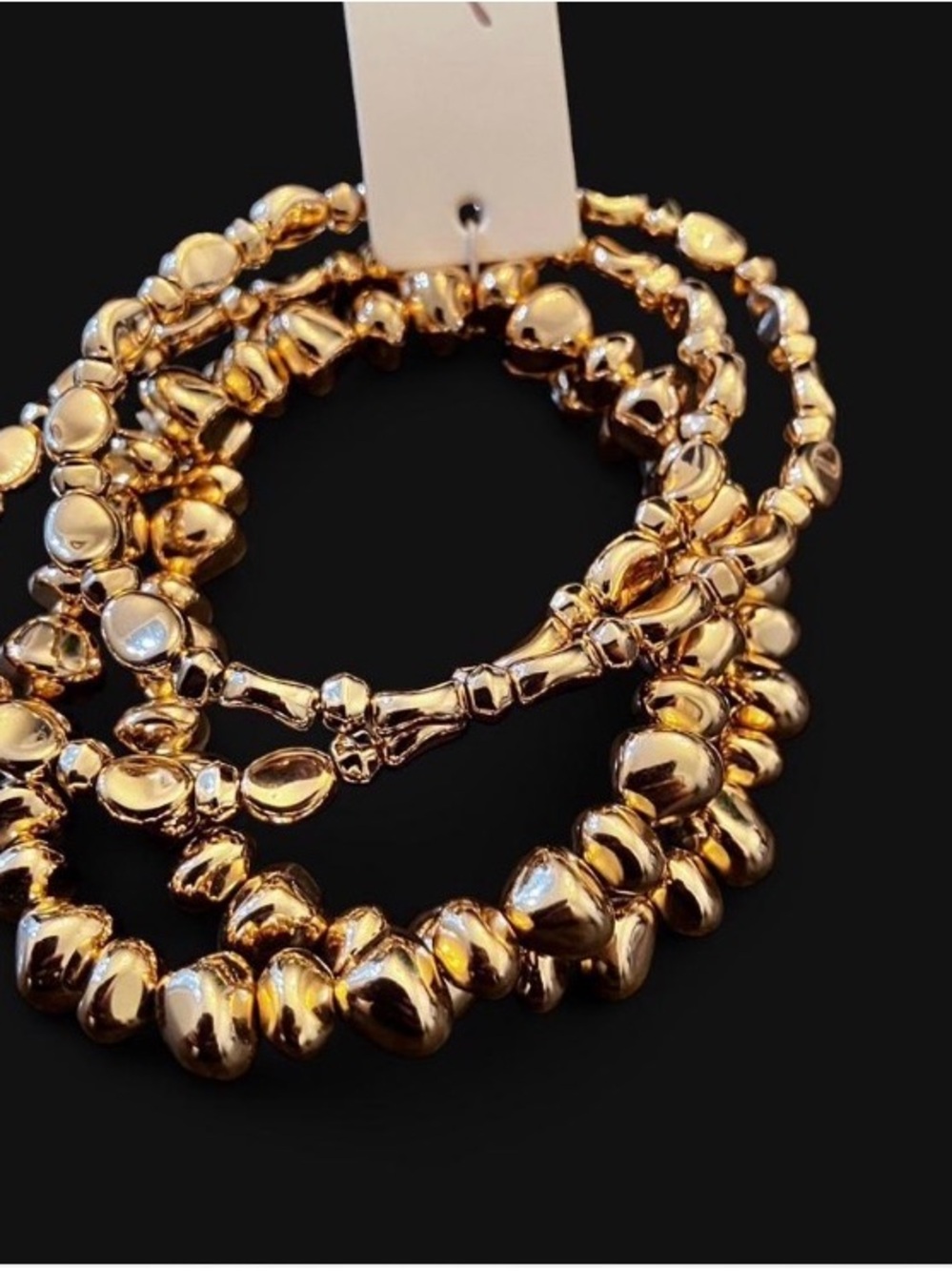 Gold Beaded Stretch Bracelet Set by